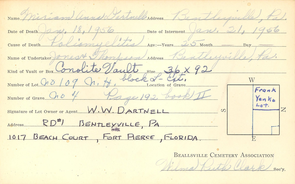 burial card